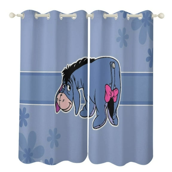 Eeyore Print Perforated Curtains Living Room Bedroom Blackout Noise Reduction Curtains 2 Panels for Bedroom Dining Living Room 52"x72"