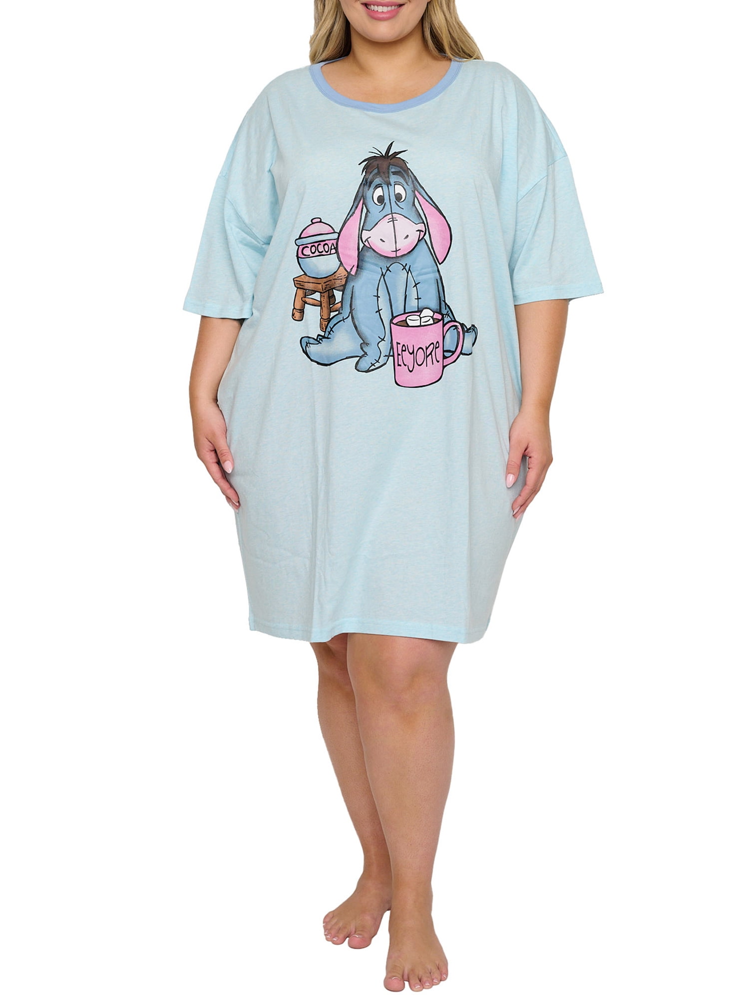 Eeyore Sleep Night T-Shirt One Size Women Plus Pajamas Hot Cocoa