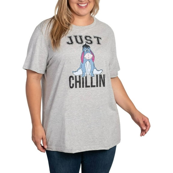 Eeyore T-Shirt Just Chillin Women's Plus Size Winnie The Pooh Gray