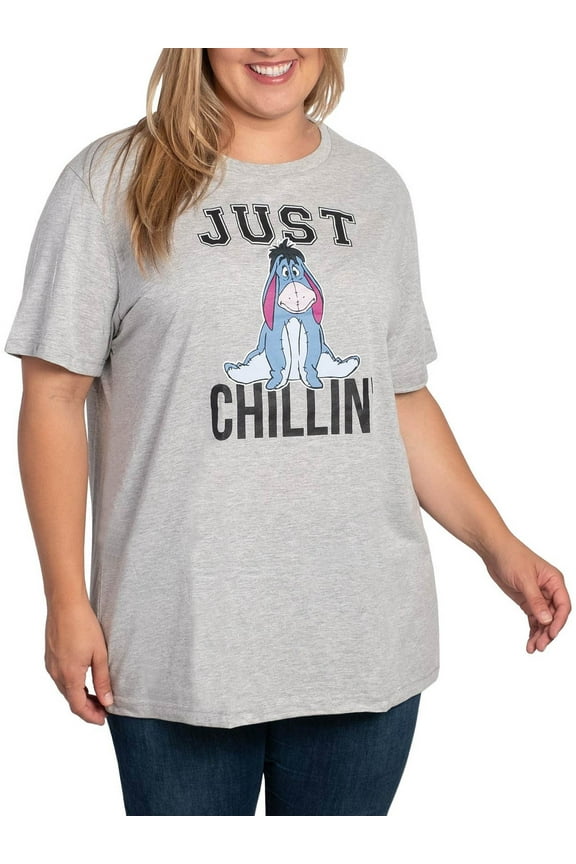 Eeyore T-Shirt Just Chillin Women's Plus Size Winnie The Pooh Gray