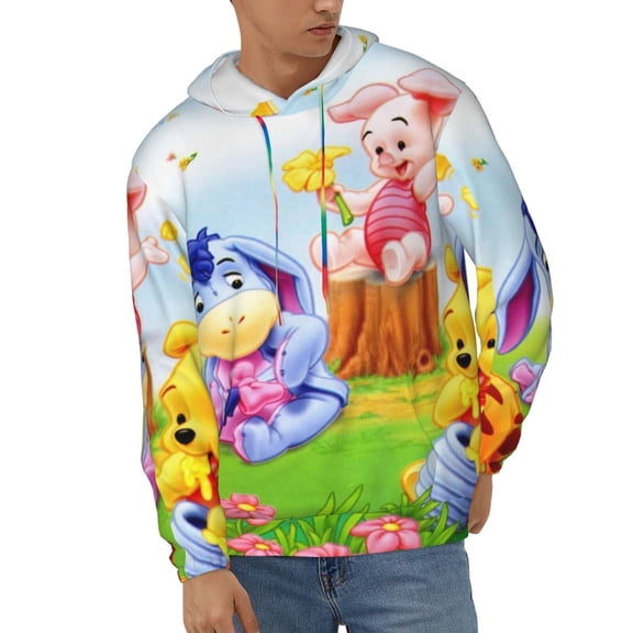 Eeyore Unisex Hoodies 3D Print Hooded Sweatshirt for Men Women, Long Sleeve Fall Pullover Top with Pockets