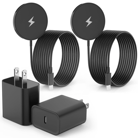 Eeyueer 15W Magnetic Wireless Charger 2-Pack 3ft Cable USB C Adapter Fast Charging Pad Compatible with iPhone 16 Pro Max 15 14 13 12 Plus Pro AirPods Qi Devices