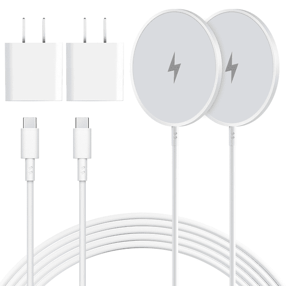 Eeyueer 15W Magnetic Wireless Charger 2-Pack 3ft Cable USB C Wall Plug Fast Charging Pad Compatible with iPhone 16 Pro Max 16 Pro 16 Plus 15 Pro Max 15 14 13 12 AirPods Qi Devices
