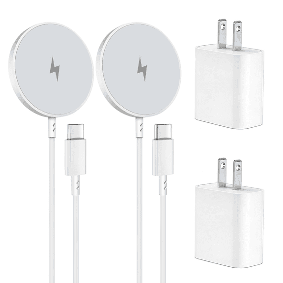 Eeyueer 15W Magnetic Wireless Charger 2-Pack Flat Fast Charging Pad Compatible with iPhone 17 Pro Max 16 Pro Max 16 Pro 16 15 Pro Max 15 Plus 14 13 12 AirPods Qi Devices