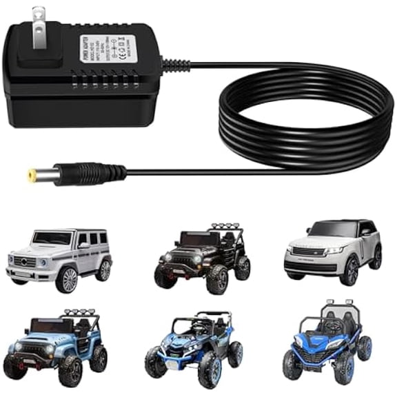 Eeyueer 24V Battery Charger for Kids Ride On Car Toys Wrangler SUV ATV Mercedes Benz Quad Kid Trax Dynacraft Toy Car Kidzone Bumper Car 24V Charger for Kids Electric Ride On Car Toys Power Adapter