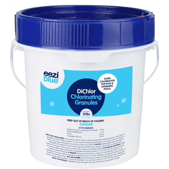 Eeziblue Chlorinating Granules - 10 lbs, Sodium DiChlor Pool Shock, Granular Shock for Hot Tub or Spa