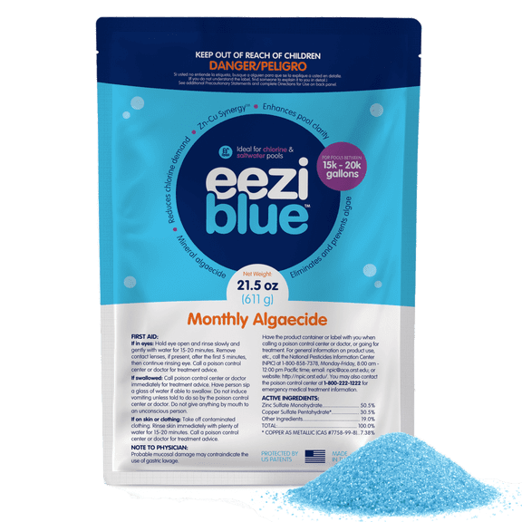 Eeziblue Monthly Pool Algaecide Bundle | Pool Booster for All Algae in Above Ground and In-Ground Swimming Pools 15k - 20k Gallons, 4 Month Pack