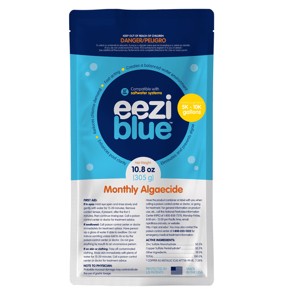 Eeziblue Monthly Pool Algaecide Bundle | Pool Booster for All Algae in Above Ground and In-Ground Swimming Pools 5k - 10k Gallons