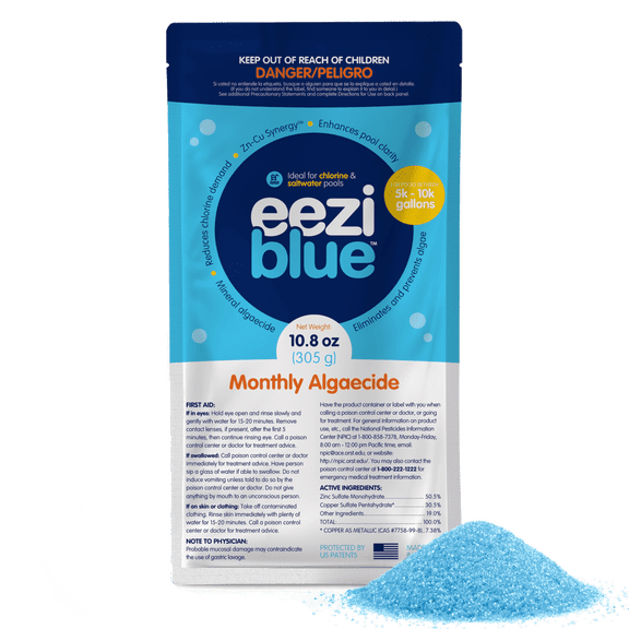 Eeziblue Monthly Pool Algaecide Bundle | Pool Booster for All Algae in Above Ground and In-Ground Swimming Pools 5k - 10k Gallons