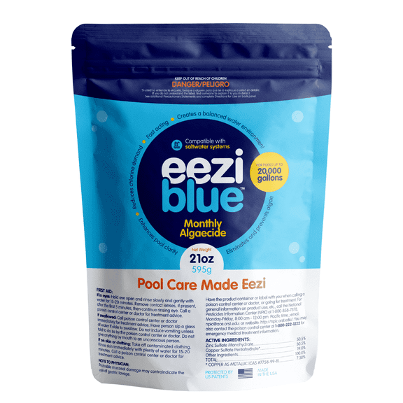 Eeziblue Monthly Pool Algaecide, Pool Booster for All Algae, 21 oz