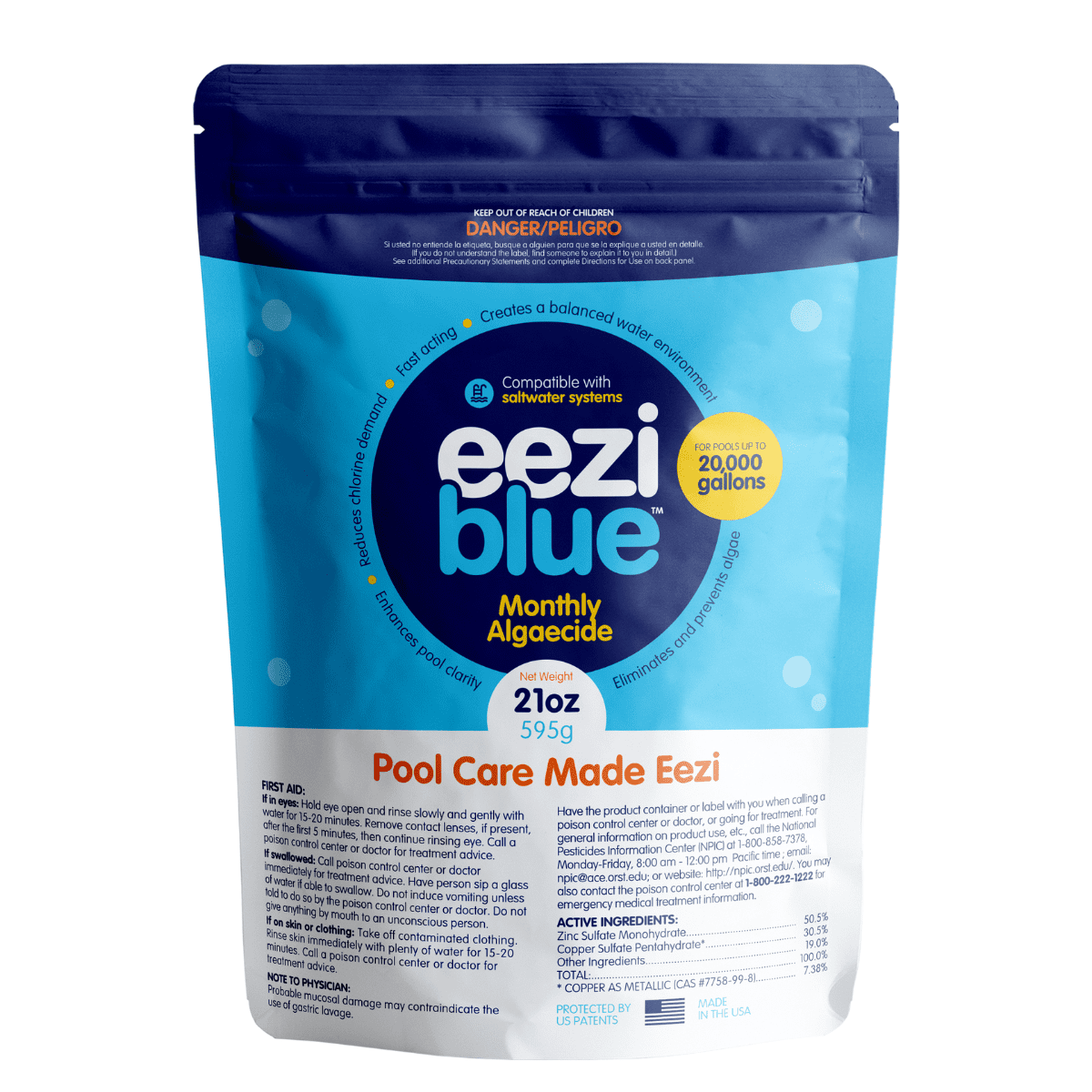 Eeziblue Saltwater Clearing Treatment Monthly Pool Algaecide for