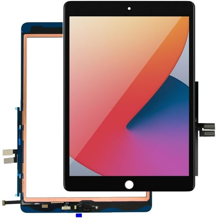 Efaith for iPad 7th Generation/ 8th Generation Screen Replacement Digitizer 2019/2020 iPad 10.2-inch Screen (No LCD) + Home Button + Pre-Installed Black
