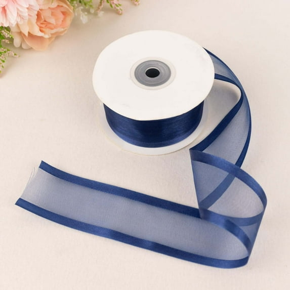 Efavormart 1 1/2" Satin Edge Organza For Florists Flowers Arts & Crafts Gift Wrapping Wedding Banquet Decoration Supplies-Navy Blue