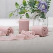 Efavormart 1.5" x 6 Yard - Set of 2 Blush Chiffon Ribbon Rolls For Bouquets, Wedding Invitations & Gift Wrapping