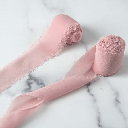 Efavormart 1.5" x 6 Yard - Set of 2 Dusty Rose Chiffon Ribbon Rolls For Bouquets, Wedding Invitations & Gift Wrapping