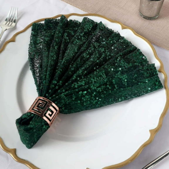 Efavormart 1 PC Hunter Emerald Green Premium 20" x 20" Washable Sequin Napkins Great for Wedding Party Restaurant Dinner Parties Decoration