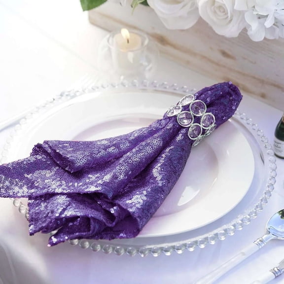 Efavormart 1 PC Purple Premium 20" x 20" Washable Sequin Napkins Great for Wedding Party Restaurant Dinner Parties