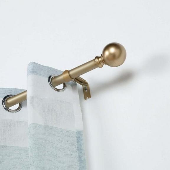 Efavormart 1 Pack of 42"-126" Adjustable Gold Curtain Rod Sets Round Finials Decorative Rod for Window Treatment Looks with Classic Finishing