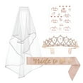 thumbnail image 1 of Efavormart 1 Set | Blush Rose Gold Bachelor Party Decoration Supplies Kit, White Bridal Veil, Tiara Crown, Glittered Bride To Be Sash, & Stickers, 1 of 6
