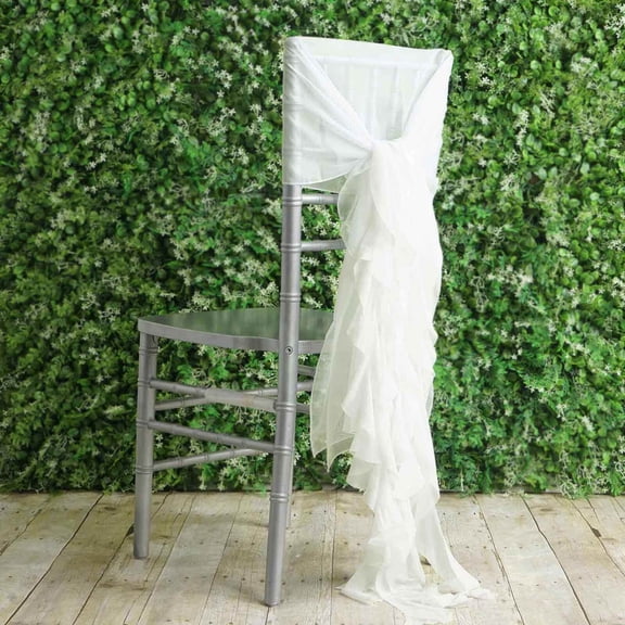 Efavormart 1 Set Wedding Chiffon Chair Sashes Aisle Decorations Draping Fabric Wrinkle-Free Ivory Chair Cover for Party Ceremony Reception Floral Arrangement Banquet Outdoor Decor