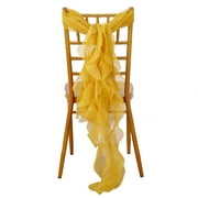 Efavormart 1 Set Mustard Yellow Chiffon Hoods With Ruffles Willow Chiffon Chair Sashes for Wedding Banquet Party Supplies Decoration Chair Cover Sash Band Reception