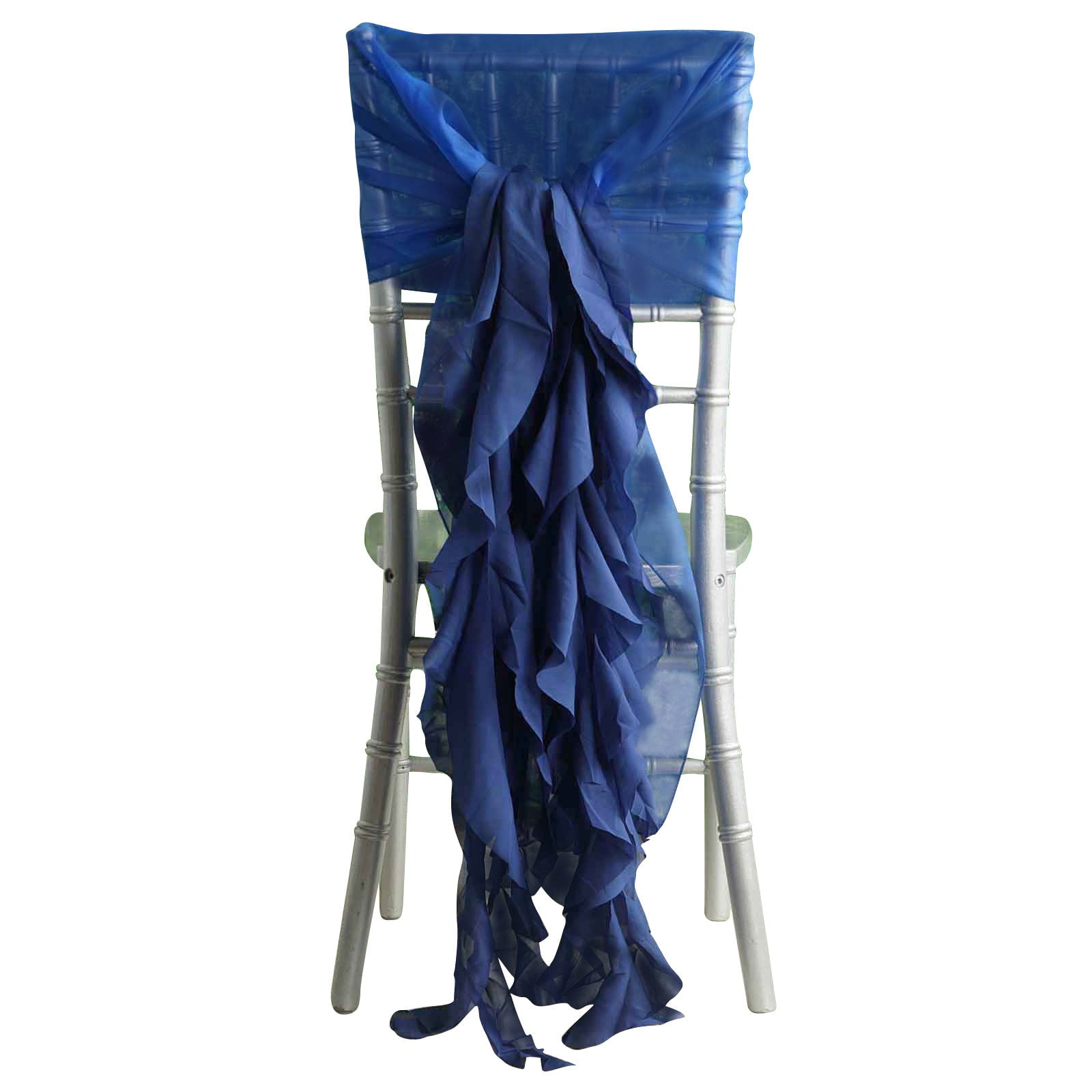 Efavormart 1 Set Royal Blue Premium Designer Curly Willow Chiffon Chair ...