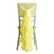 Efavormart 1 Set Yellow Premium Designer Curly Willow Chiffon Chair Sashes For Home Wedding Birthday Party Dance Banquet