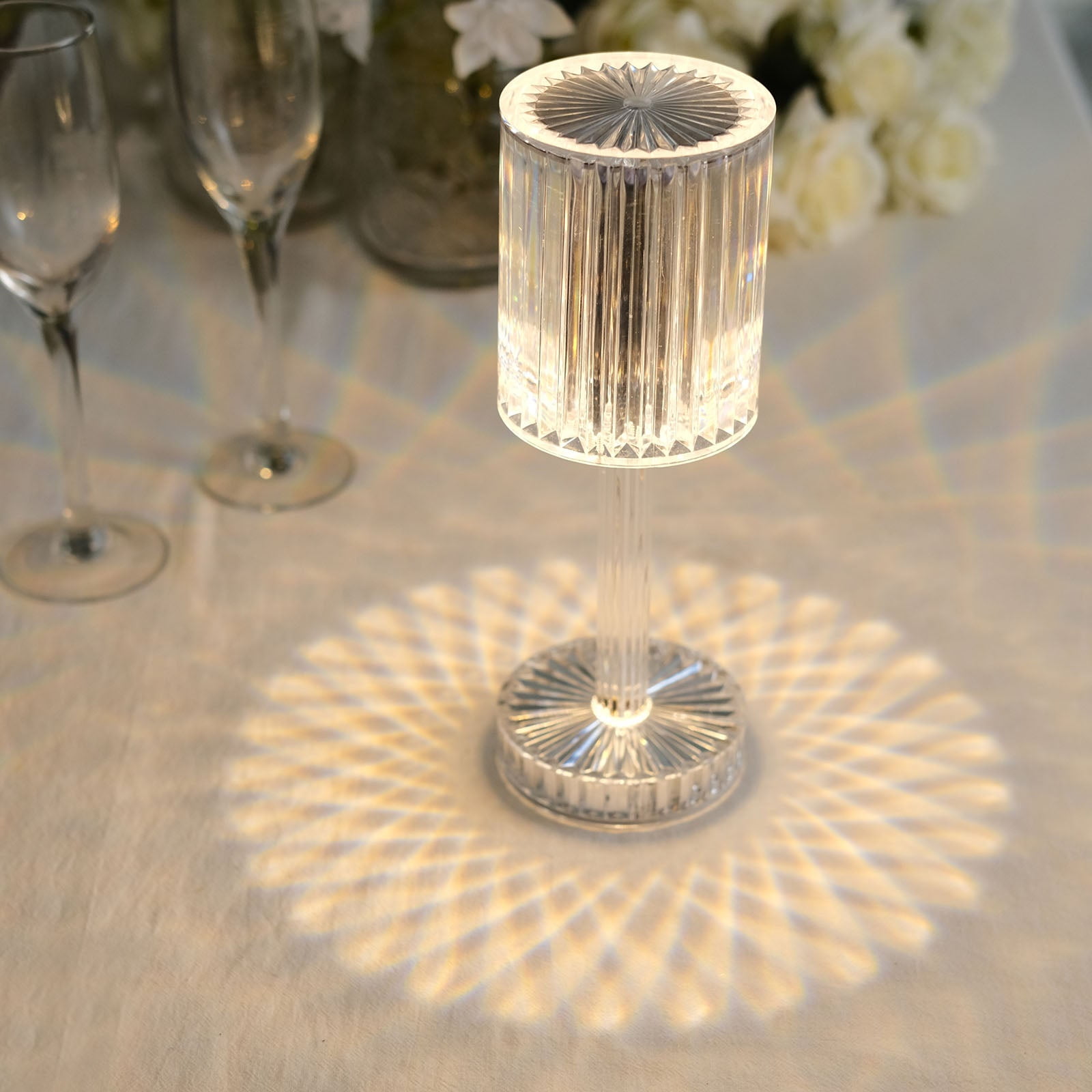 Efavormart 10" LED Acrylic Crystal Cylinder Color Changing Cordless