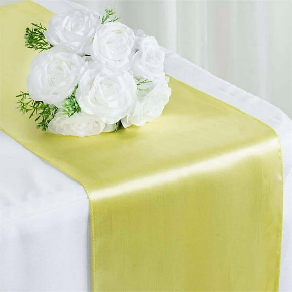 Efavormart 10 PCS 12"x108" Yellow Satin Table Runner