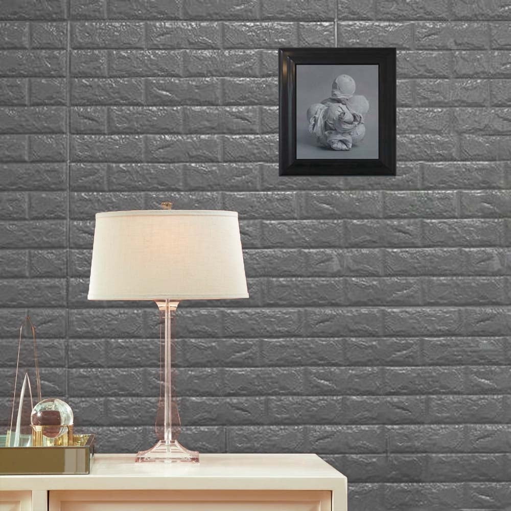 2pcs Black 13.8*15inch 3d Simulation Foam Bricks Wall Stickers