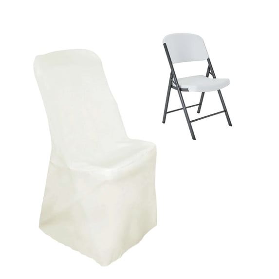 Efavormart 10 PCS Ivory Polyester Lifetime Folding Chair Covers, Durable Reusable Chair Covers