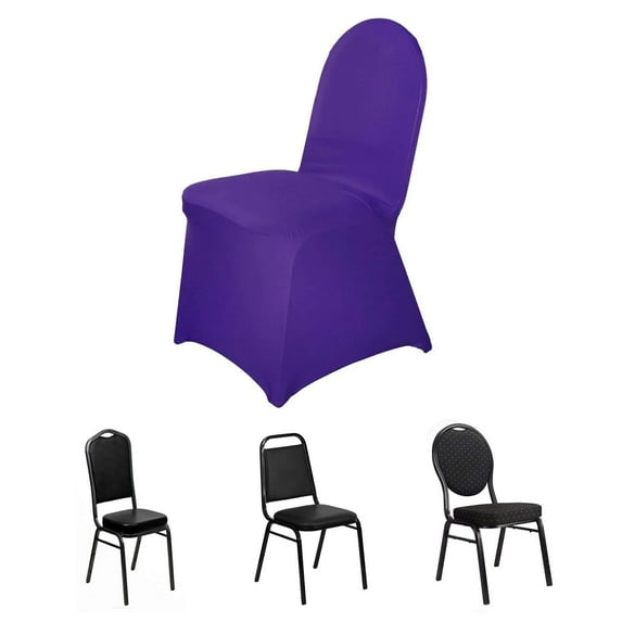 Efavormart 10 PCS Purple Premium Spandex Stretch Fitted Banquet Chair Cover With Foot Pockets - 160GSM