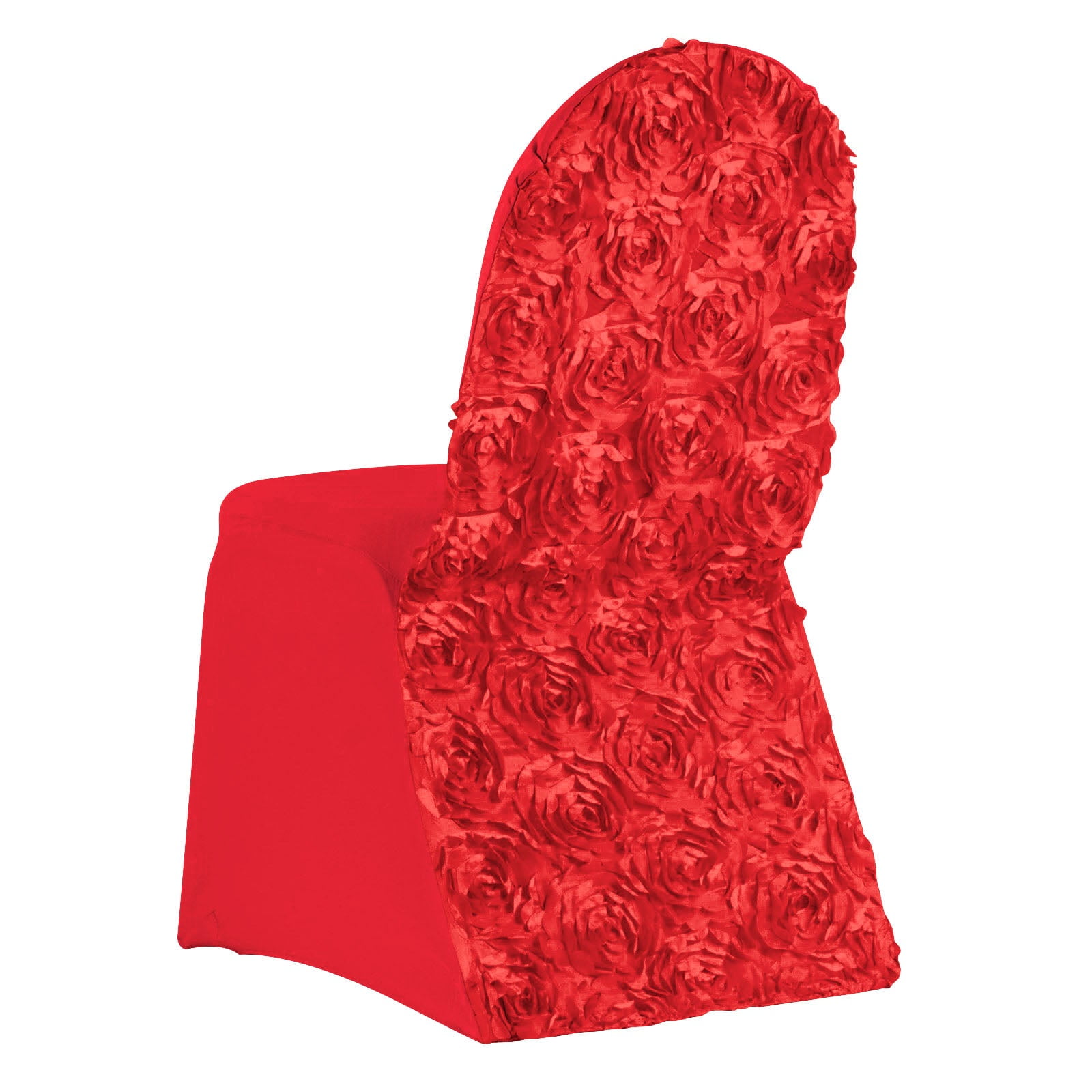 Efavormart 10 PCS Satin Rosette Red Stretch Banquet Spandex Chair Cover ...