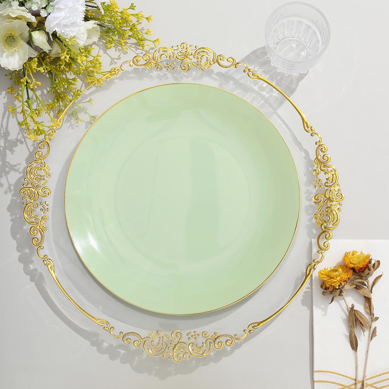 Efavormart 10 Pack | 10" Glossy Sage Green Round Plastic Dinner Plates ...