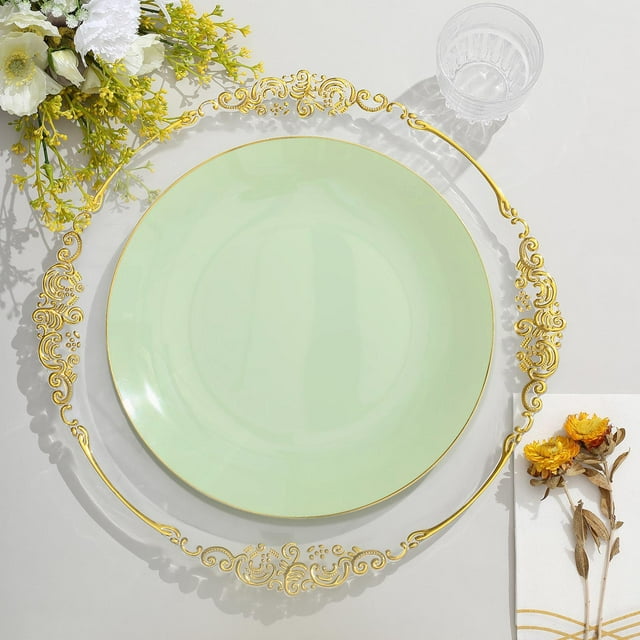 Efavormart 10 Pack | 10" Glossy Sage Green Round Plastic Dinner Plates ...