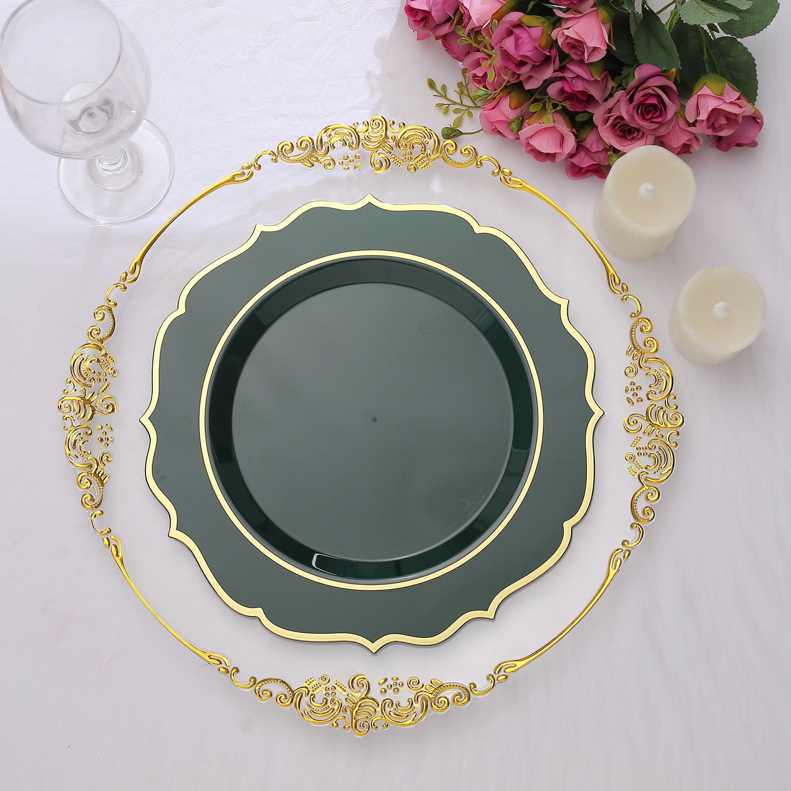 Efavormart 10 Pack | 10" Hunter Emerald Green Plastic Dinner Plates ...
