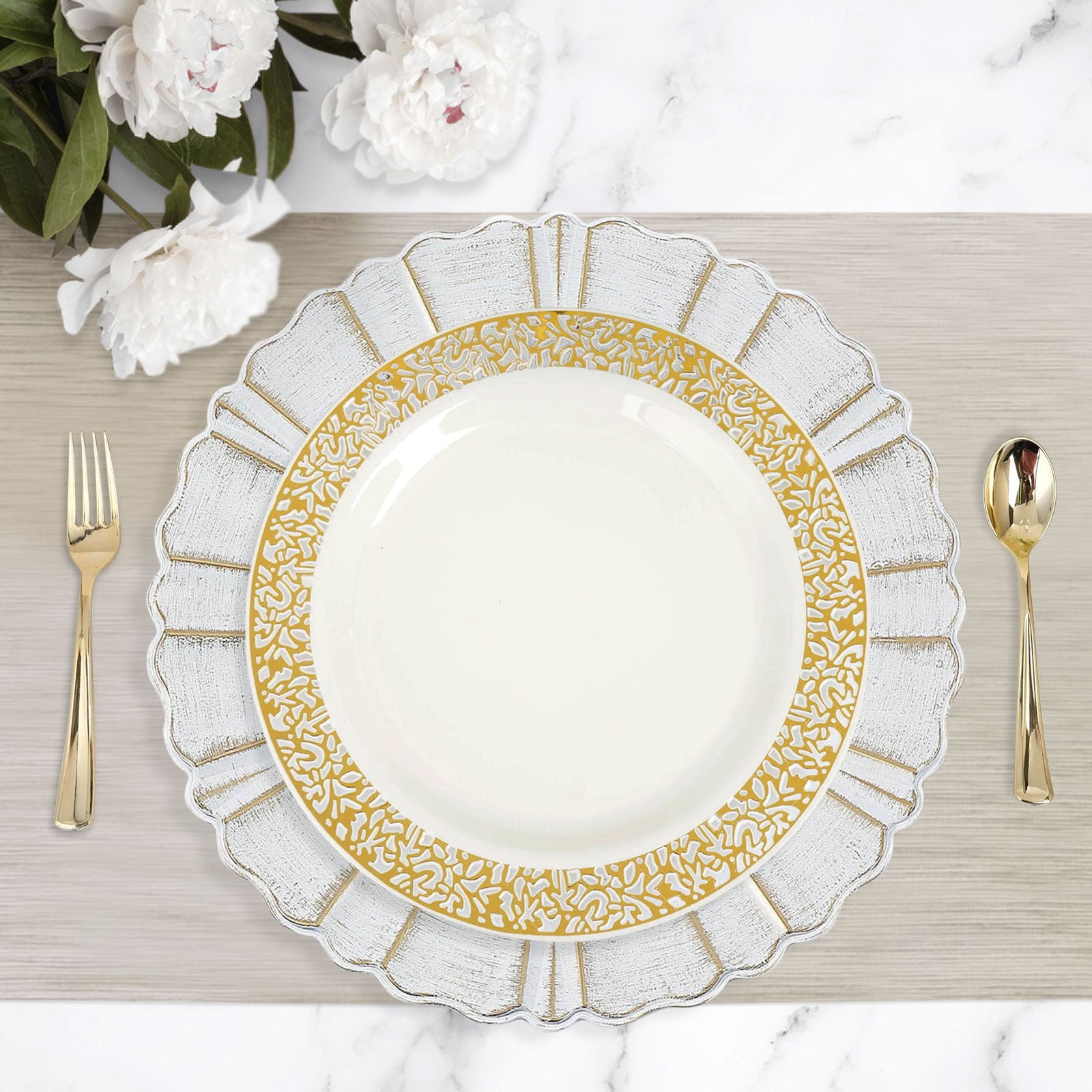 Efavormart 10 Pack - 10" Ivory Round Disposable Plastic Dinner Plates ...