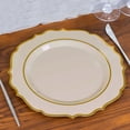 thumbnail image 1 of Efavormart 10 Pack | 10" Taupe Gold Plastic Dinner Plates, Disposable Tableware Round With Gold Scalloped Rim for Wedding, Outdoor Receptions, Banquets, Holiday Dining, 1 of 11