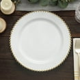thumbnail image 1 of Efavormart 10 Pack | 10" White / Gold Beaded Rim Plastic Dinner Plates, Disposable Round Party Plates, 1 of 11