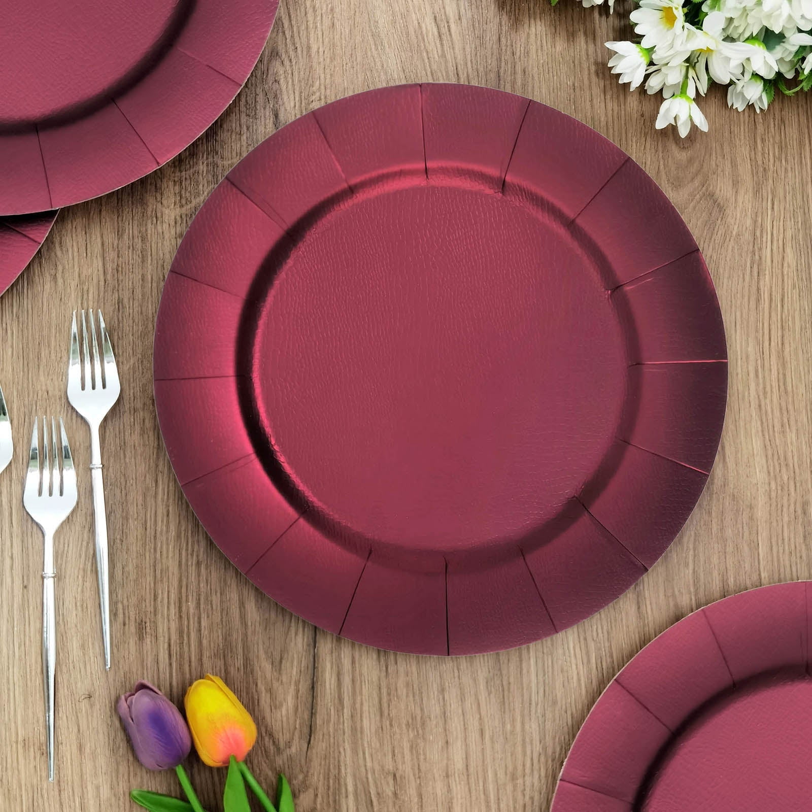 Efavormart 10 Pack | 13" Burgundy Disposable Charger Plates, Cardboard ...