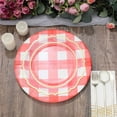 thumbnail image 1 of Efavormart 10 Pack | 13" Red / White Buffalo Plaid Disposable Serving Trays, Round Checkered Sunray Cardboard Charger Plates - 350 GSM, 1 of 10