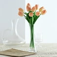 thumbnail image 1 of Efavormart 10 Pack | 13" Single Stem Real Touch Tulips Artificial Flowers Wedding Party Home Room Office Decoration - Peach, 1 of 10