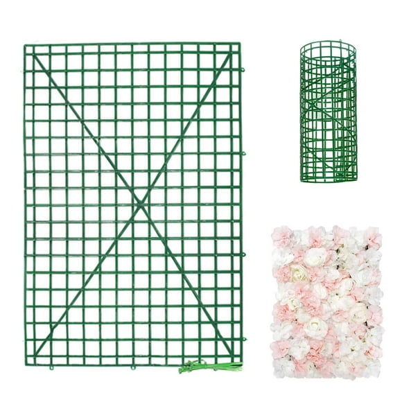 Efavormart 10 Pack | 24"X16" Dark Green DIY Plastic Mesh Flower Wall Panel Fences, Artificial Plant Wall Backdrop Grid Frames