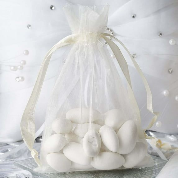 Efavormart 10 Pack | 4"x6" Ivory Organza Drawstring Wedding Party Favor Gift Bags