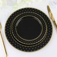 thumbnail image 1 of Efavormart 10 Pack | 7.5" Black / Gold 3D Round Plastic Appetizer Salad Plates, Disposable Dessert Plates With 3D Polka Dotted Rim, 1 of 11