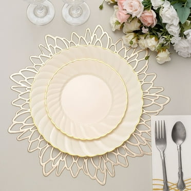 Efavormart 10 Pack - 8" White Très Chic Round Disposable Plastic Salad ...