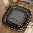 thumbnail image 1 of Efavormart 10 Pack | 7" Black With Gold Rim Square Plastic Dessert Party Plates, Disposable Appetizer Salad Plates, 1 of 11