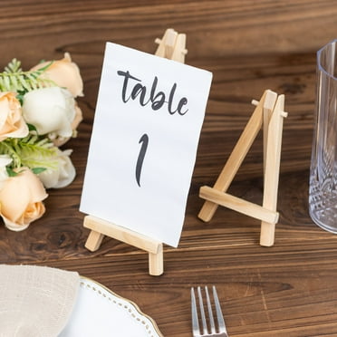 Efavormart 10 Pack | 7" Natural Small DIY Tabletop Wooden Display Easel Stands, Rustic Place Card Table Number Holders