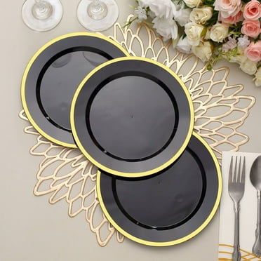 Efavormart 10 Pack | 10" Gold Embossed Hard Plastic Dessert Appetizer ...