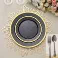 thumbnail image 1 of Efavormart 10 Pack | 7" Regal Black And Gold Round Plastic Dessert Plates, Disposable Appetizer Salad Plates, 1 of 11